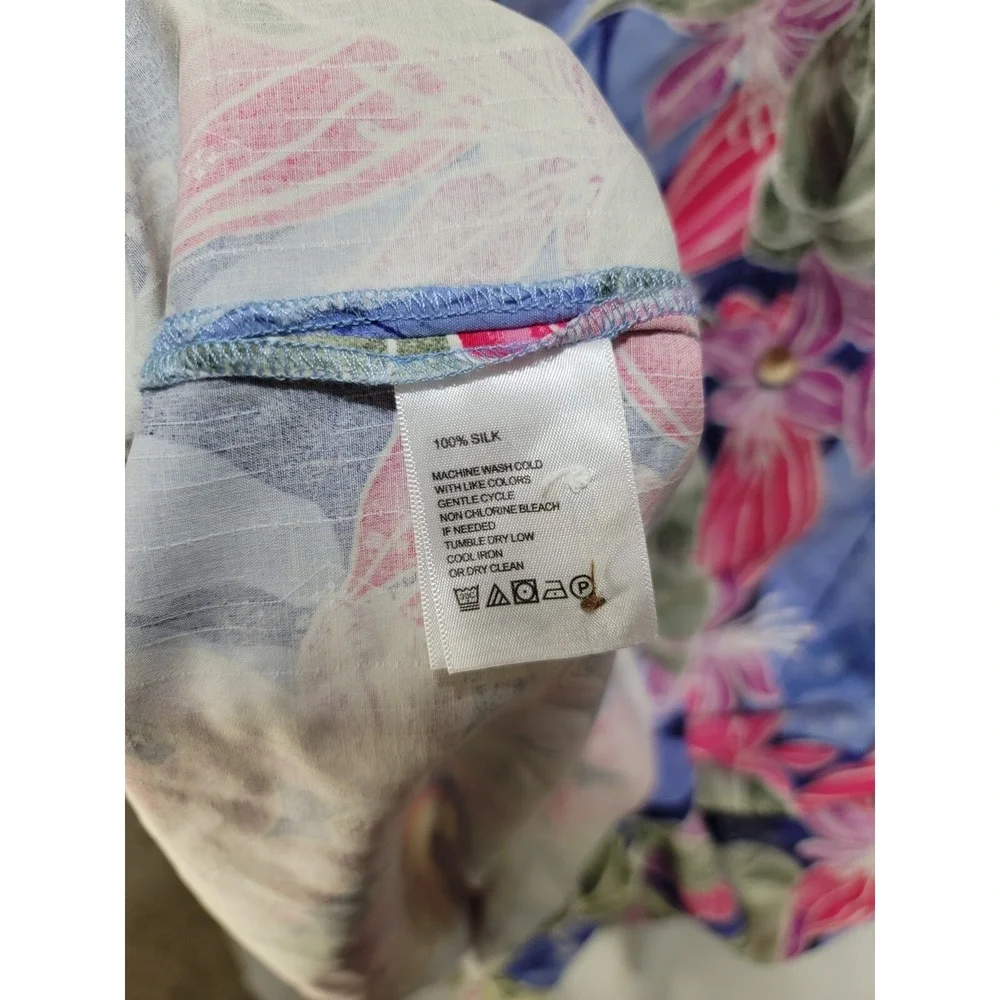 Tommy Bahama 100% Silk Ibiza Beach Club Island Blue Pink Mens‎ Size XL Floral - Picture 7 of 9